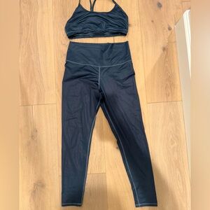 Electric & Rose shiny deep forest green yoga pant & sports bra